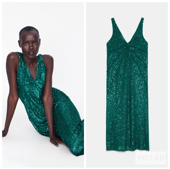 NWT • Zara • Sequin Dress with Seam Detail - Picture 2 of 6